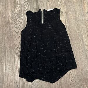 Olivia Moon Black Space Dye Knit Scoop Neck Tank Top Size S